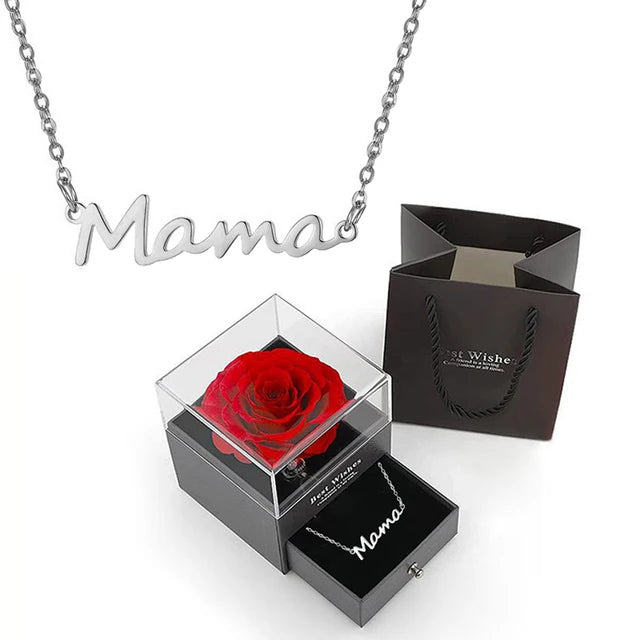 Luxury Mama Titanium Steel Necklace Gift Set in Rose Gift Box for Mother's Day 2024